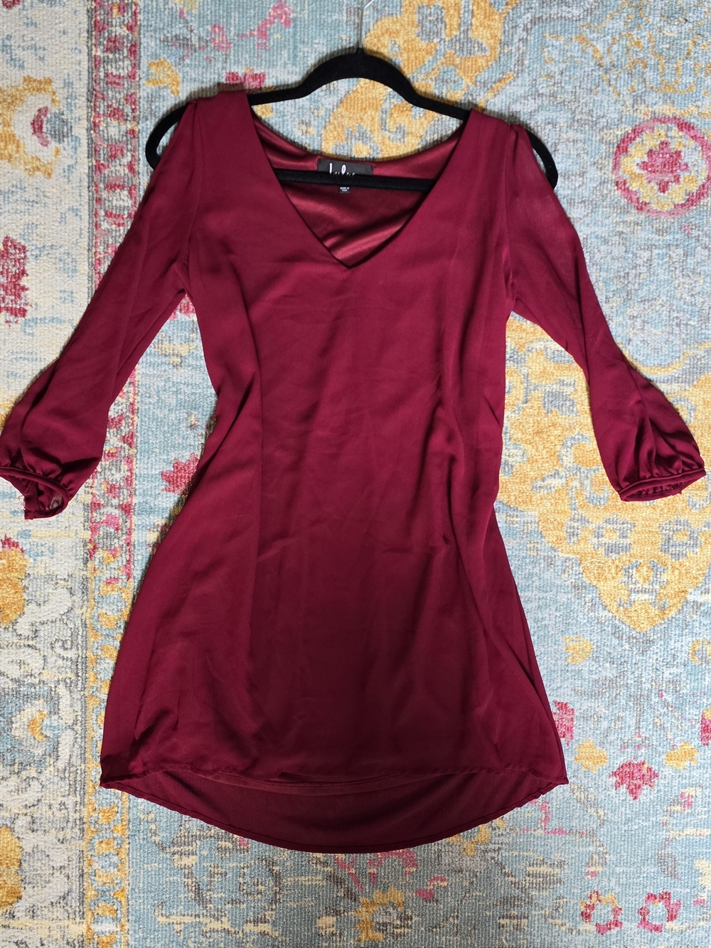 Lulu's Burgundy V-Neck Long Sleeve Tunic Dress
